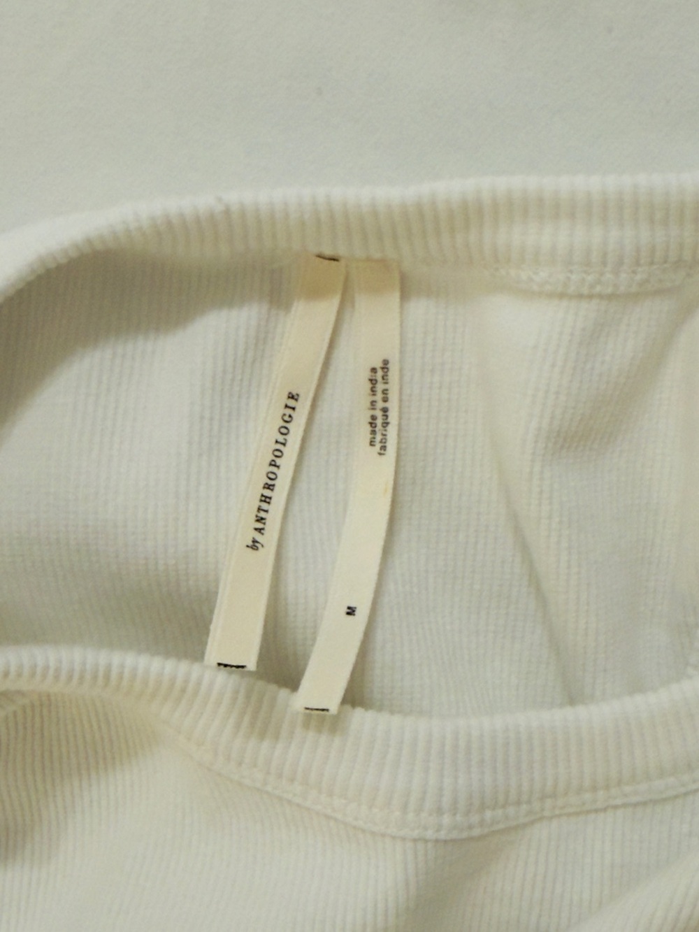 Anthropologie Soft White Ribbed Tee